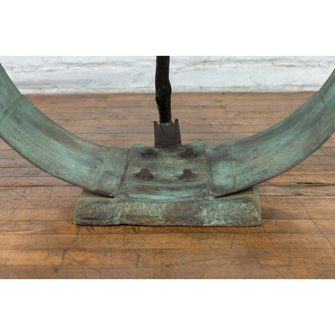 Nautical Egyptian Inspired, Barge Style Verde Bronze Coffee Table Base-RG2080-8. Asian & Chinese Furniture, Art, Antiques, Vintage Home Décor for sale at FEA Home
