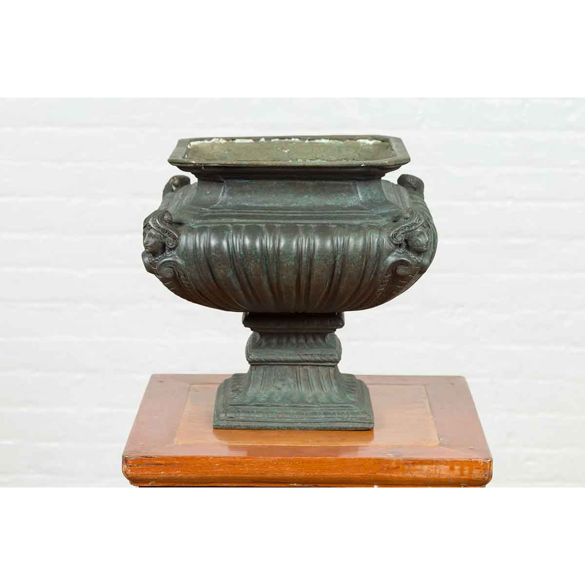 Bronze Tabletop Pedestal in Verdigris Patina-5. Asian &amp; Chinese Furniture, Art, Antiques, Vintage Home Décor for sale at FEA Home