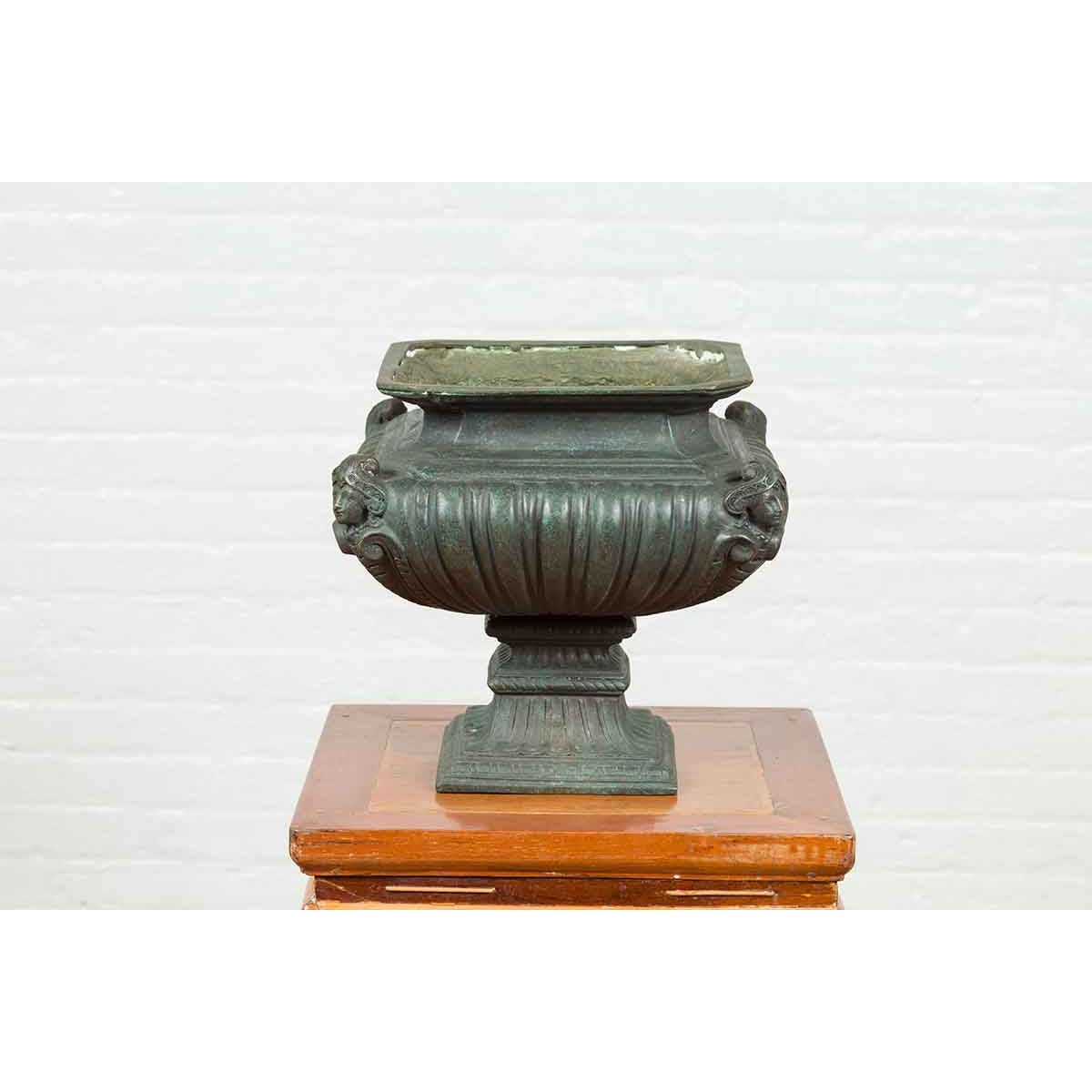 Bronze Tabletop Pedestal in Verdigris Patina-7. Asian &amp; Chinese Furniture, Art, Antiques, Vintage Home Décor for sale at FEA Home