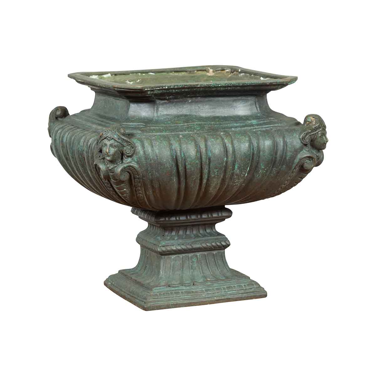 Bronze Tabletop Pedestal in Verdigris Patina-1. Asian & Chinese Furniture, Art, Antiques, Vintage Home Décor for sale at FEA Home