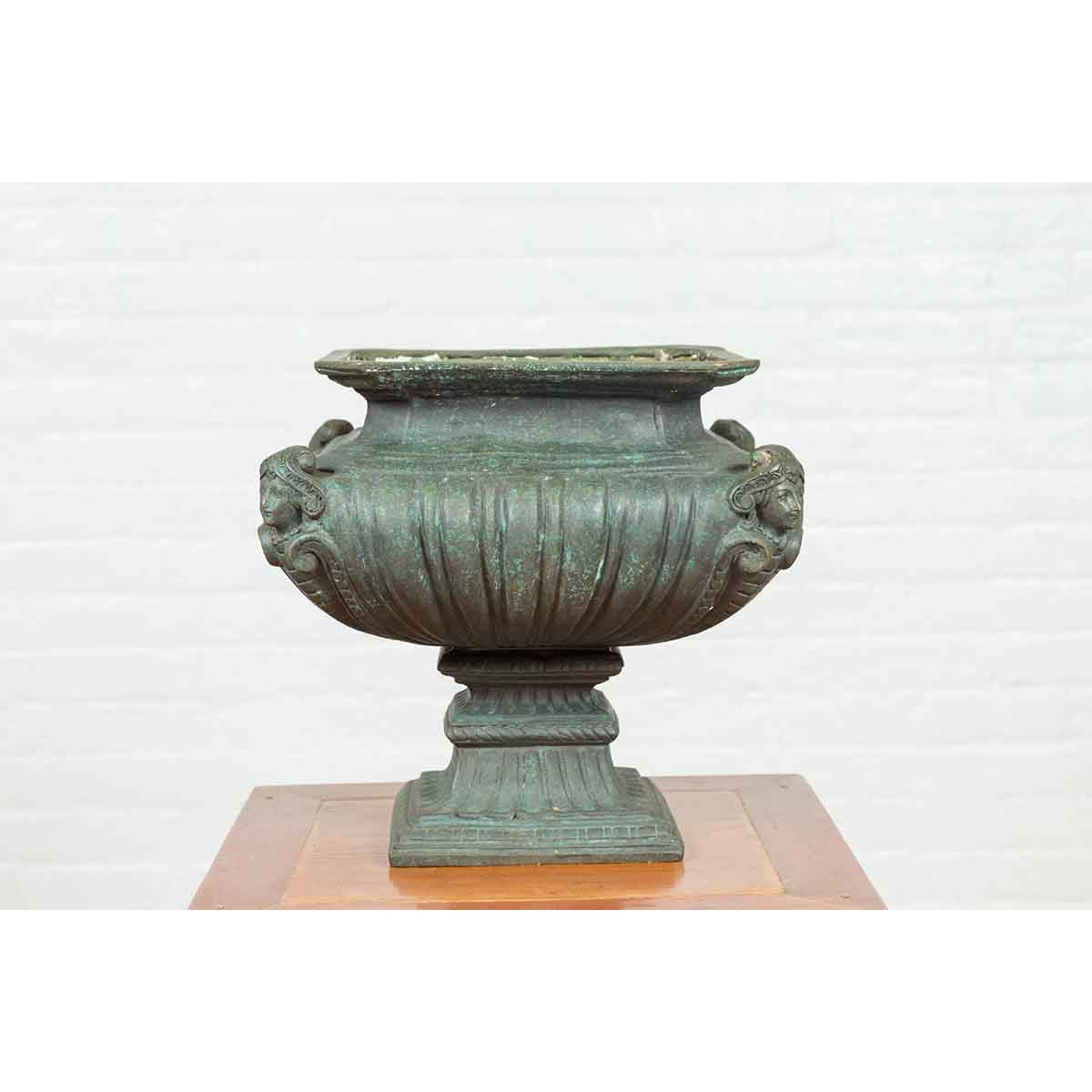 Bronze Tabletop Pedestal in Verdigris Patina-3. Asian &amp; Chinese Furniture, Art, Antiques, Vintage Home Décor for sale at FEA Home