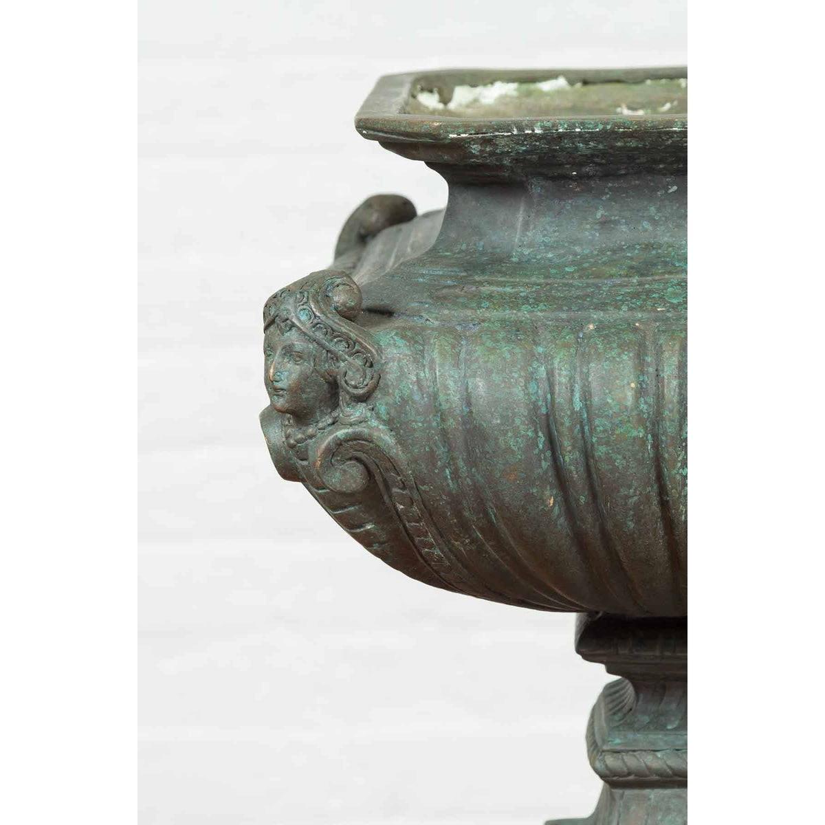 Bronze Tabletop Pedestal in Verdigris Patina-8. Asian &amp; Chinese Furniture, Art, Antiques, Vintage Home Décor for sale at FEA Home