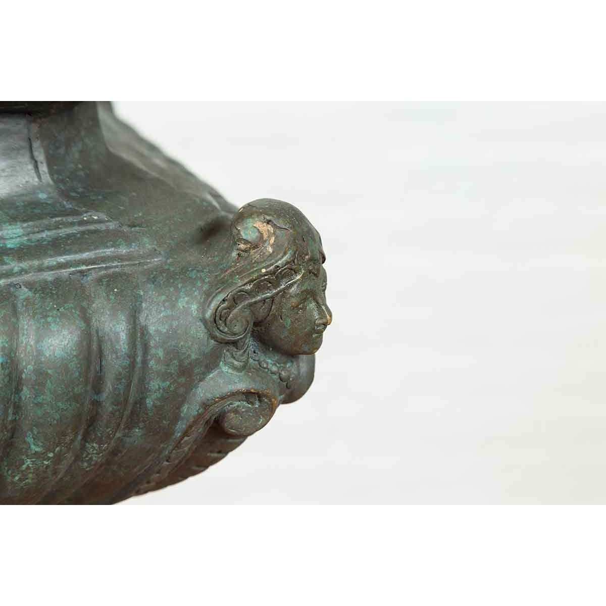 Bronze Tabletop Pedestal in Verdigris Patina-12. Asian &amp; Chinese Furniture, Art, Antiques, Vintage Home Décor for sale at FEA Home