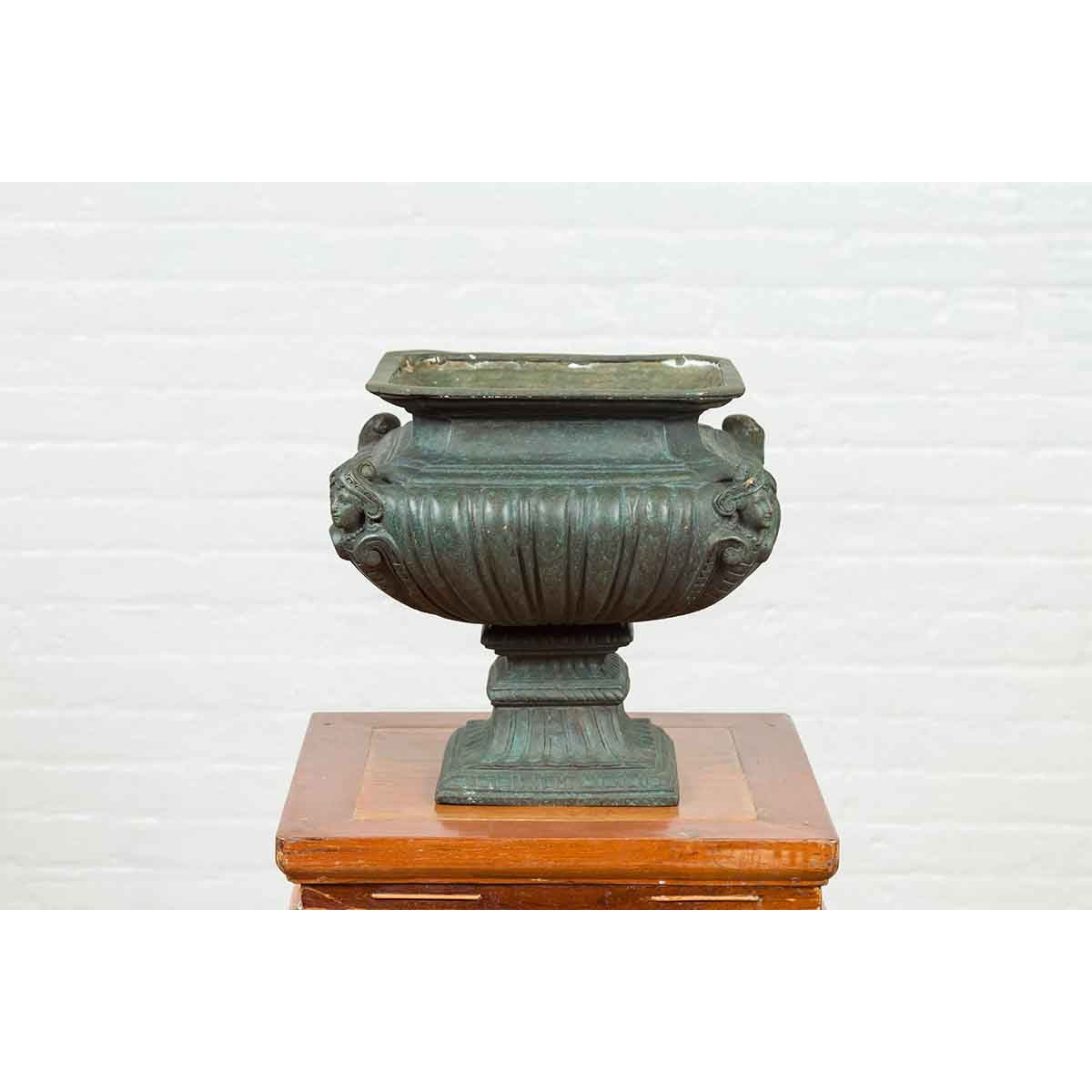 Bronze Tabletop Pedestal in Verdigris Patina-6. Asian &amp; Chinese Furniture, Art, Antiques, Vintage Home Décor for sale at FEA Home