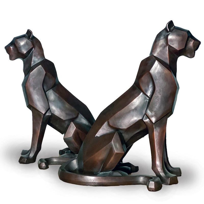 Custom Bronze Pair of Modern Sitting Mountain Lions - Antique Chinese and Vintage Asian Furniture for Sale at FEA Home
