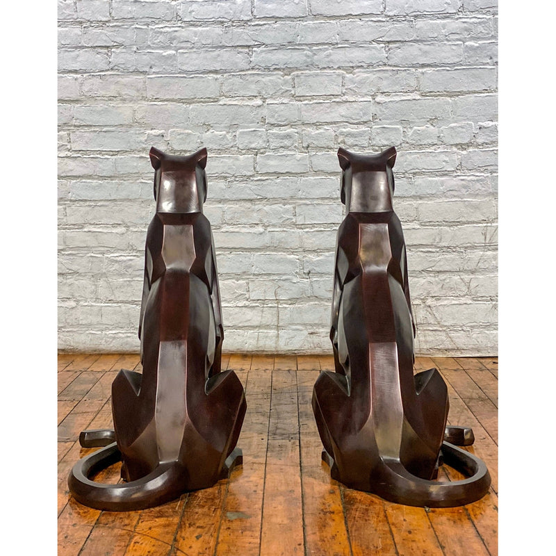 Custom Bronze Pair of Modern Sitting Mountain Lions - Antique Chinese and Vintage Asian Furniture for Sale at FEA Home