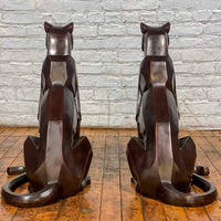 Custom Bronze Pair of Modern Sitting Mountain Lions