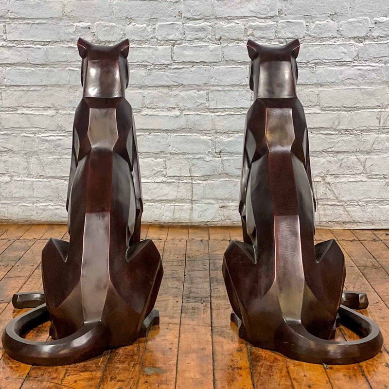 Custom Bronze Pair of Modern Sitting Mountain Lions - Antique Chinese and Vintage Asian Furniture for Sale at FEA Home