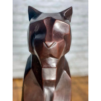 Custom Bronze Pair of Modern Sitting Mountain Lions