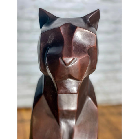 Custom Bronze Pair of Modern Sitting Mountain Lions - Antique Chinese and Vintage Asian Furniture for Sale at FEA Home