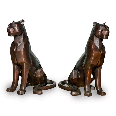 Custom Bronze Pair of Modern Sitting Mountain Lions - Antique Chinese and Vintage Asian Furniture for Sale at FEA Home
