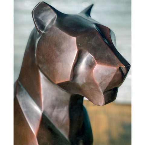 Custom Bronze Pair of Modern Sitting Mountain Lions - Antique Chinese and Vintage Asian Furniture for Sale at FEA Home