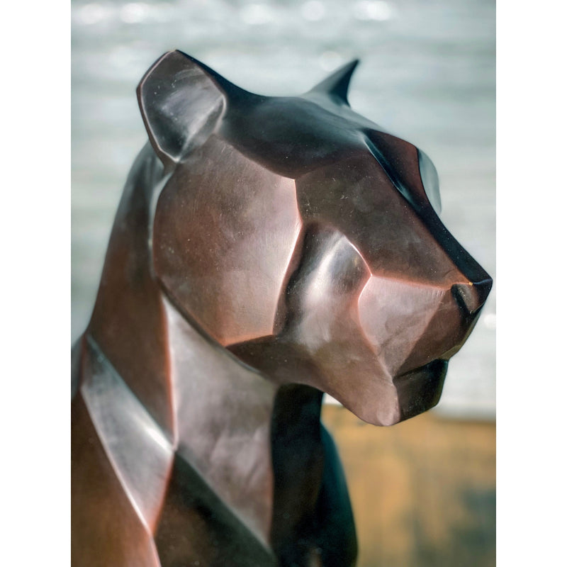 Custom Bronze Pair of Modern Sitting Mountain Lions - Antique Chinese and Vintage Asian Furniture for Sale at FEA Home