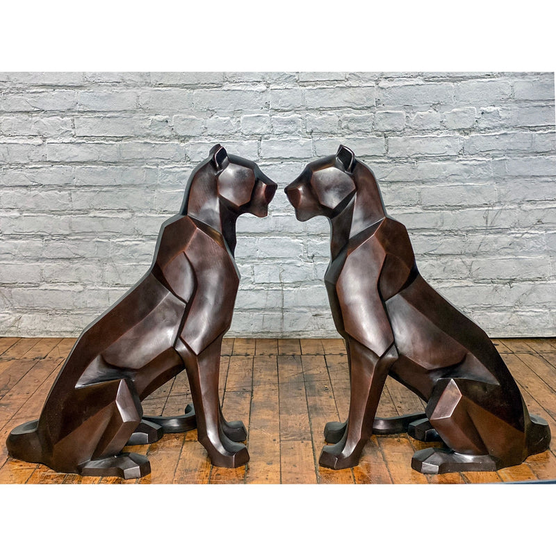 Custom Bronze Pair of Modern Sitting Mountain Lions - Antique Chinese and Vintage Asian Furniture for Sale at FEA Home