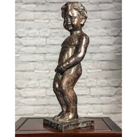 Boy Peeing Small Bronze Statue-17. Asian & Chinese Furniture, Art, Antiques, Vintage Home Décor for sale at FEA Home