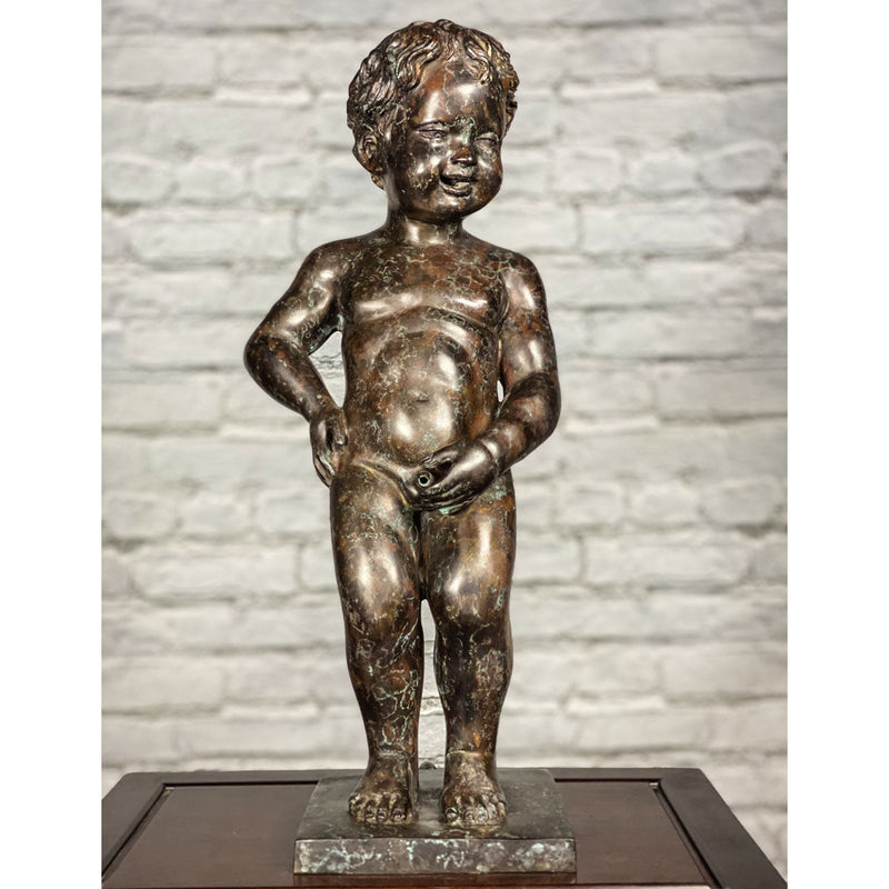Boy Peeing Small Bronze Statue-6. Asian & Chinese Furniture, Art, Antiques, Vintage Home Décor for sale at FEA Home