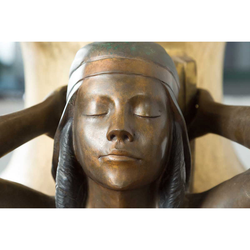 Vintage Bronze Egyptian Style Planter Depicting Two Maiden Carrying a Large Urn