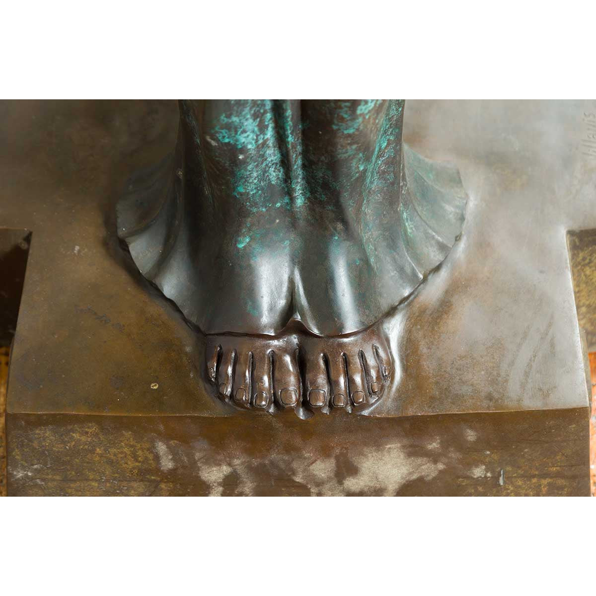 Vintage Bronze Egyptian Style Planter Depicting Two Maiden Carrying a Large Urn-15. Asian &amp; Chinese Furniture, Art, Antiques, Vintage Home Décor for sale at FEA Home