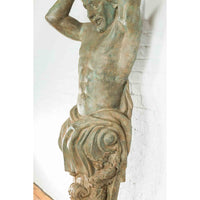 Vintage Bronze Greco-Roman Telamon Term Fountain