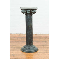 Greco Roman Inspired Vintage Bronze Pedestal Base with Composite Style Capital