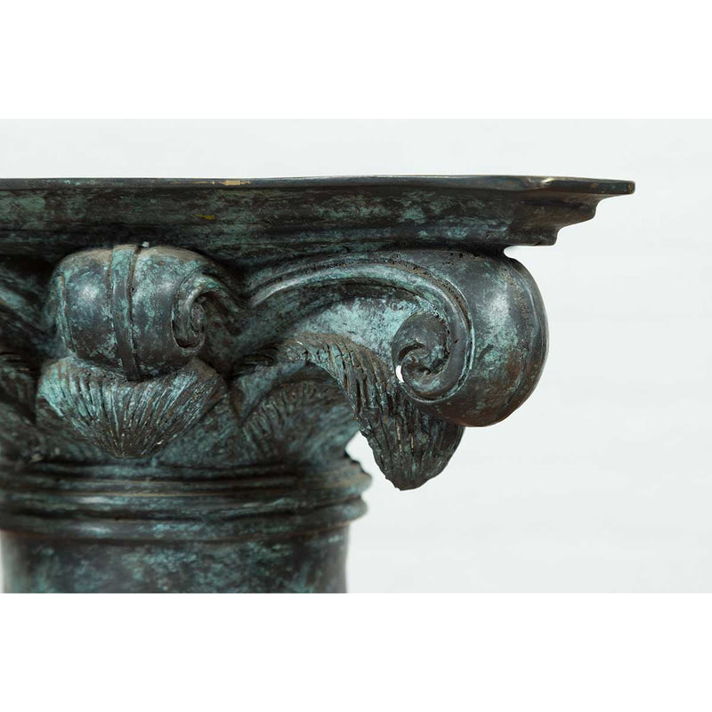 Greco Roman Inspired Vintage Bronze Pedestal Base with Composite Style Capital