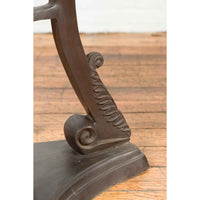 Tall Vintage Bronze European Style Tripod Planter with Raised Floral Motifs