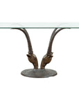 Contemporary Cast Bronze Double Antelope Dining Table Base with Dark Patina-1. Asian & Chinese Furniture, Art, Antiques, Vintage Home Décor for sale at FEA Home