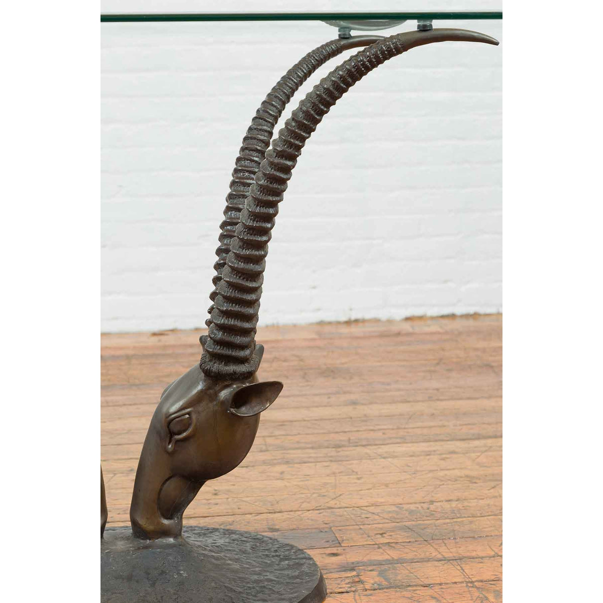 Contemporary Cast Bronze Double Antelope Dining Table Base with Dark Patina-9. Asian &amp; Chinese Furniture, Art, Antiques, Vintage Home Décor for sale at FEA Home