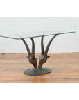 Contemporary Cast Bronze Double Antelope Dining Table Base with Dark Patina-3. Asian & Chinese Furniture, Art, Antiques, Vintage Home Décor for sale at FEA Home