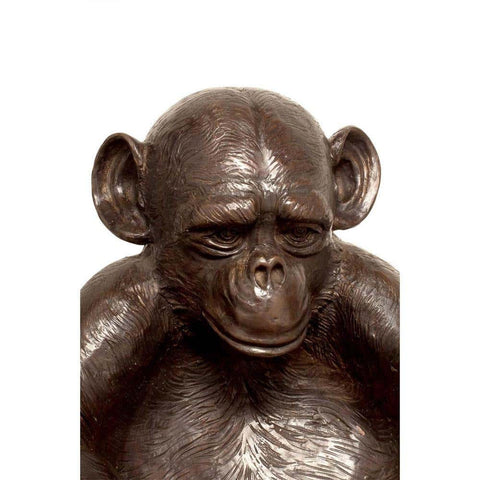 Lost Wax Cast Bronze Sculpture of a Sitting Monkey Holding a Bowl-YN7554-2. Asian & Chinese Furniture, Art, Antiques, Vintage Home Décor for sale at FEA Home