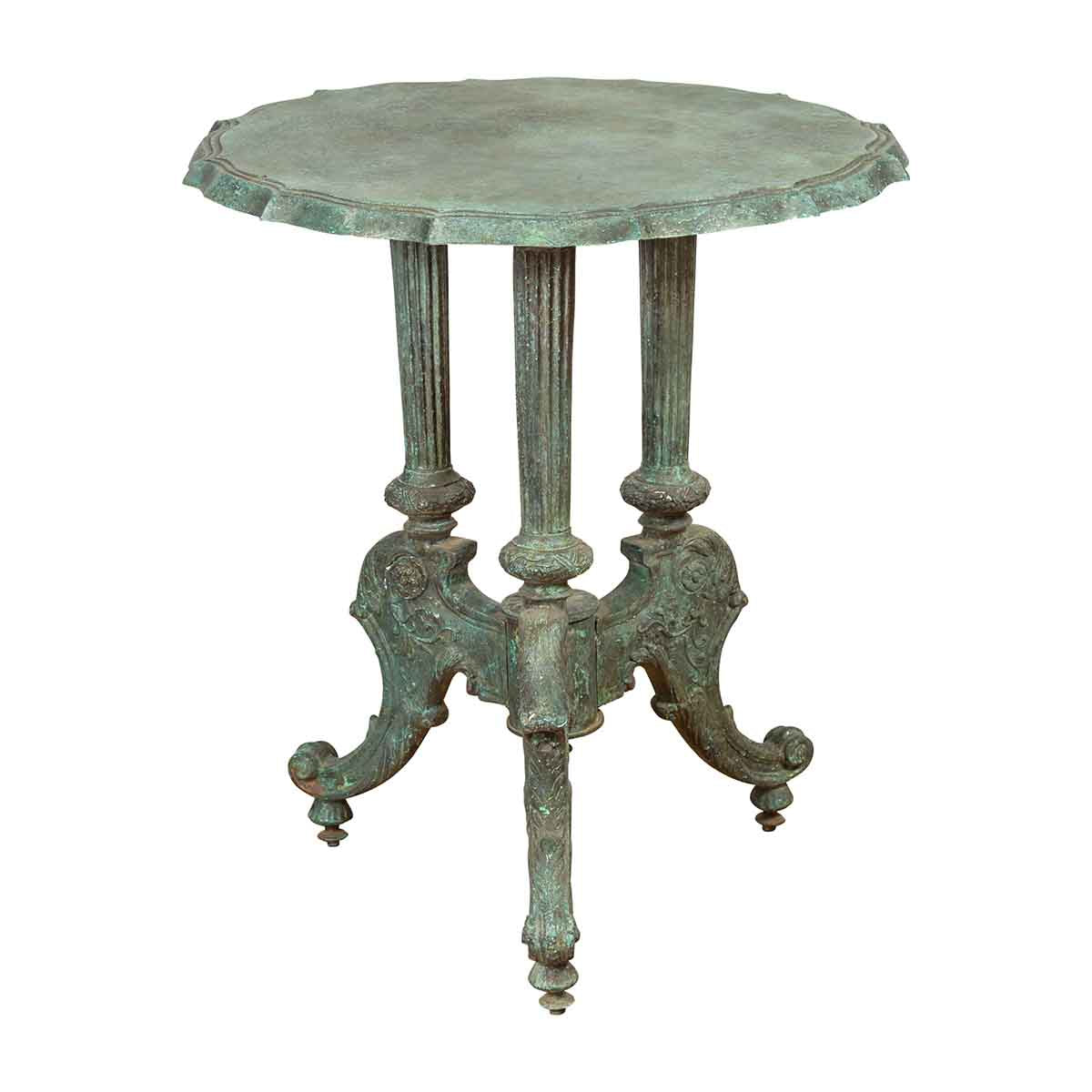 Contemporary Verde Bronze Round Top Table with Fluted Legs and Scrolling Feet-1. Asian & Chinese Furniture, Art, Antiques, Vintage Home Décor for sale at FEA Home