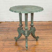 Contemporary Verde Bronze Round Top Table with Fluted Legs and Scrolling Feet-RG649-2. Asian & Chinese Furniture, Art, Antiques, Vintage Home Décor for sale at FEA Home