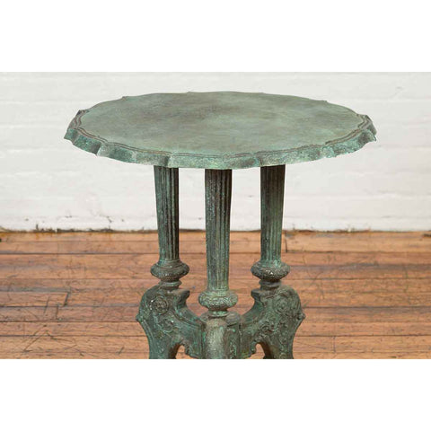 Contemporary Verde Bronze Round Top Table with Fluted Legs and Scrolling Feet-RG649-7. Asian & Chinese Furniture, Art, Antiques, Vintage Home Décor for sale at FEA Home
