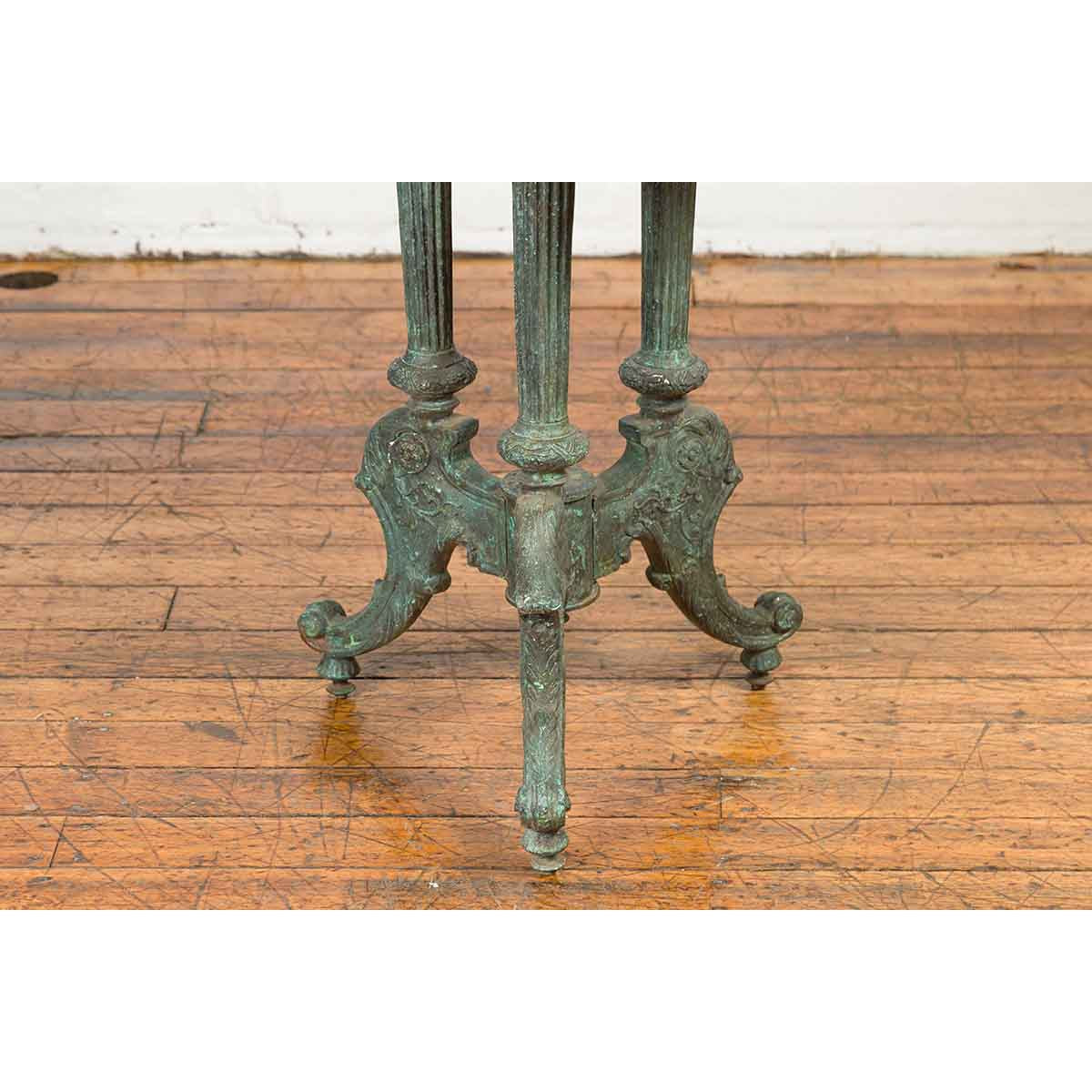 Contemporary Verde Bronze Round Top Table with Fluted Legs and Scrolling Feet-11. Asian &amp; Chinese Furniture, Art, Antiques, Vintage Home Décor for sale at FEA Home