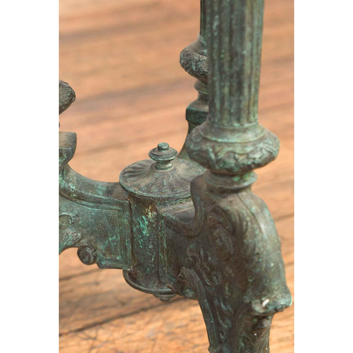 Contemporary Verde Bronze Round Top Table with Fluted Legs and Scrolling Feet-13. Asian &amp; Chinese Furniture, Art, Antiques, Vintage Home Décor for sale at FEA Home