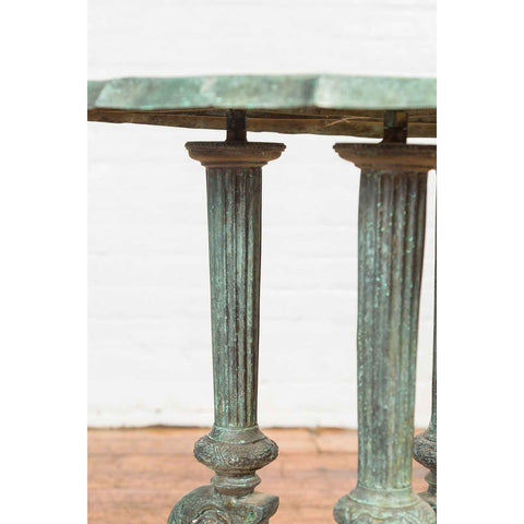 Contemporary Verde Bronze Round Top Table with Fluted Legs and Scrolling Feet-RG649-10. Asian & Chinese Furniture, Art, Antiques, Vintage Home Décor for sale at FEA Home