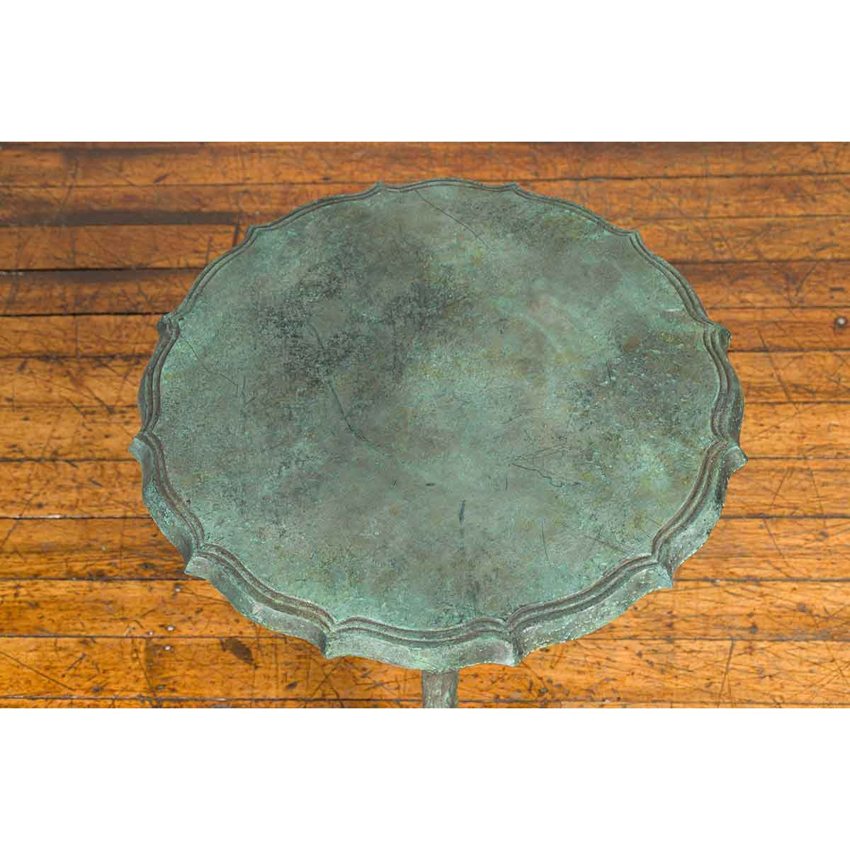 Contemporary Verde Bronze Round Top Table with Fluted Legs and Scrolling Feet-8. Asian &amp; Chinese Furniture, Art, Antiques, Vintage Home Décor for sale at FEA Home