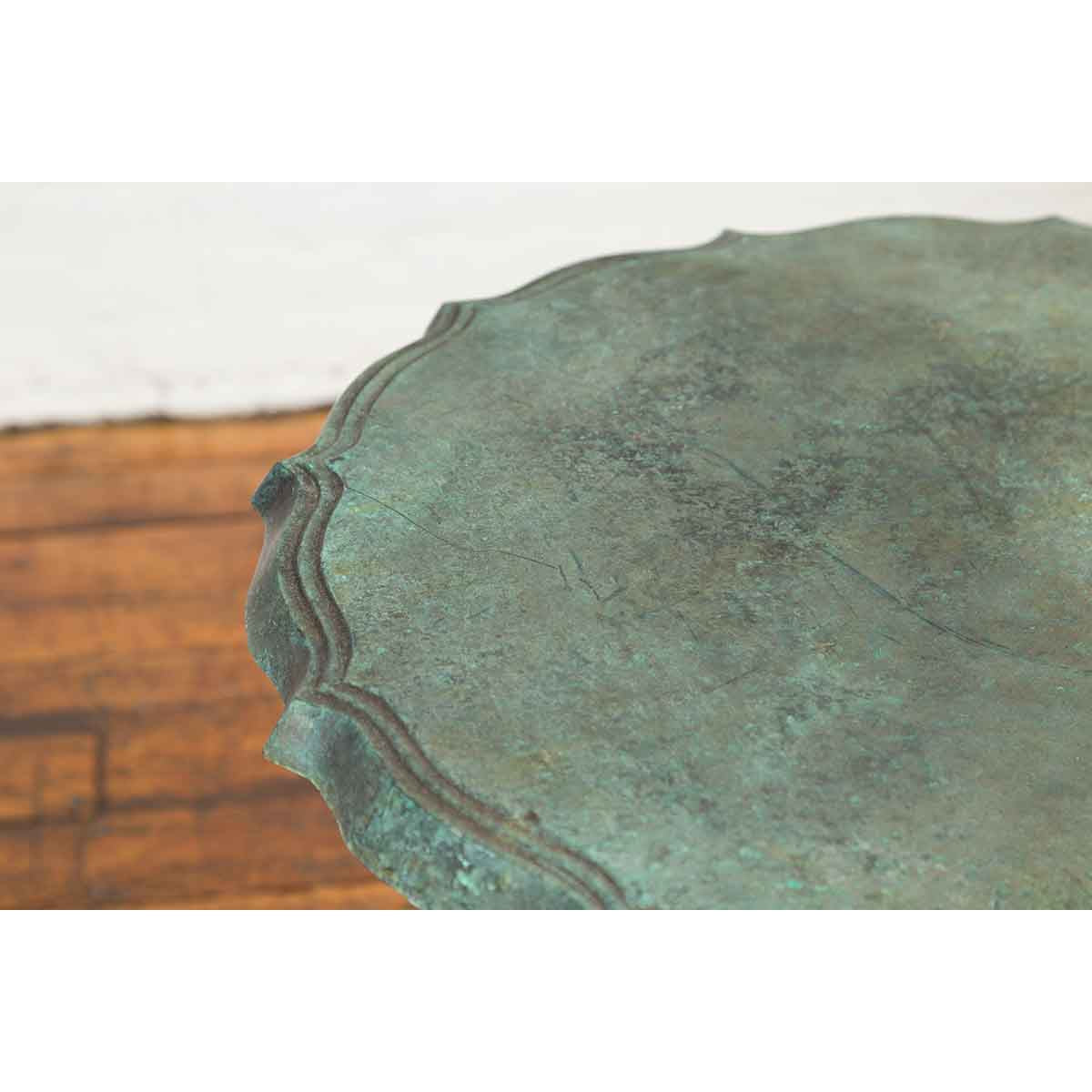 Contemporary Verde Bronze Round Top Table with Fluted Legs and Scrolling Feet-9. Asian &amp; Chinese Furniture, Art, Antiques, Vintage Home Décor for sale at FEA Home