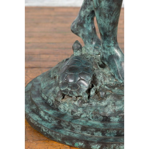 Bronze Sea Nymph Fountain with Large Shell and Turtle in Verdigris Patina-RG719 / RRC-10. Asian & Chinese Furniture, Art, Antiques, Vintage Home Décor for sale at FEA Home