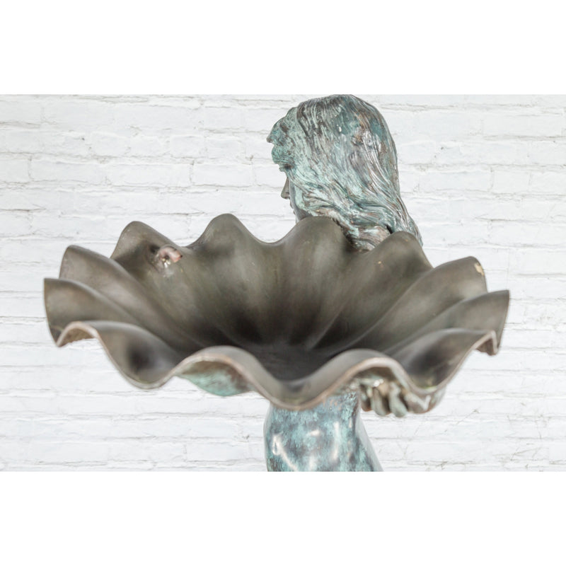 Bronze Sea Nymph Fountain with Large Shell and Turtle in Verdigris Patina-RG719 / RRC-4. Asian & Chinese Furniture, Art, Antiques, Vintage Home Décor for sale at FEA Home