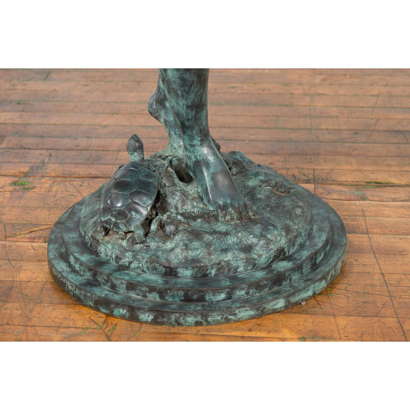 Bronze Sea Nymph Fountain with Large Shell and Turtle in Verdigris Patina-RG719 / RRC-8. Asian & Chinese Furniture, Art, Antiques, Vintage Home Décor for sale at FEA Home