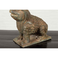 Vintage Bronze Mythical Boar Sculpture on Rectangular Base
