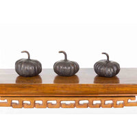 Contemporary Small Lost Wax Bronze Pumpkin Sculpture with Dark Patina, Sold Each