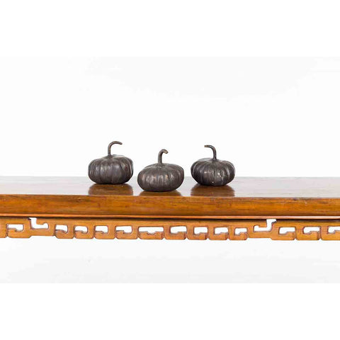 Contemporary Small Lost Wax Bronze Pumpkin Sculpture with Dark Patina, Sold Each-7. Asian & Chinese Furniture, Art, Antiques, Vintage Home Décor for sale at FEA Home