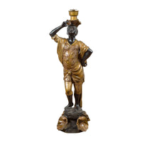 Vintage Bronze Candle Holder Statue on Shell Base