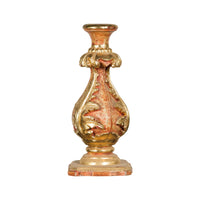 Red and Gold Gilt Indian Acanthus Carved Finial Drilled to Be Made into a Lamp