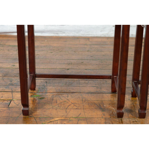 Set of Three Vintage Chinese Rosewood Nesting Tables with Dark Patina-YN3995-13. Asian & Chinese Furniture, Art, Antiques, Vintage Home Décor for sale at FEA Home