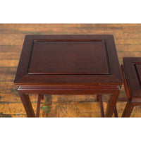 Set of Three Vintage Chinese Rosewood Nesting Tables with Dark Patina