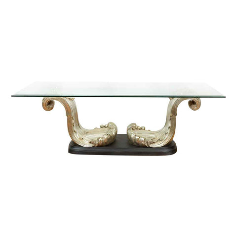 The Wave, Contemporary Silver on Bronze Scrolling Coffee Table Base- Asian Antiques, Vintage Home Decor & Chinese Furniture - FEA Home