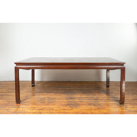 Vintage Dining Table with Open Mat Top Inlay, Arched Apron and Horsehoof Legs